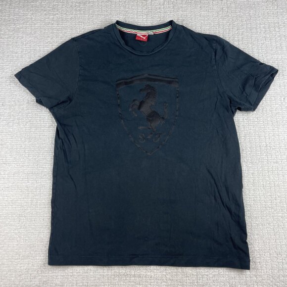 Y2K Puma x Ferrari T-Shirt Scuderia Ferrari Shield Logo Official Black Men XL** - Picture 1 of 16